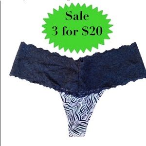 BOOTAYBAG panties thong underwear black lace zebra print white bikini bottoms M